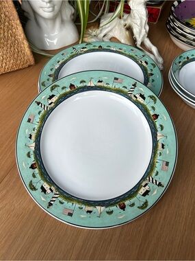 Sakura “Coastal Breeze” Warren Kimble Set of 4 Dinner Plates 11" & 3 Bowls